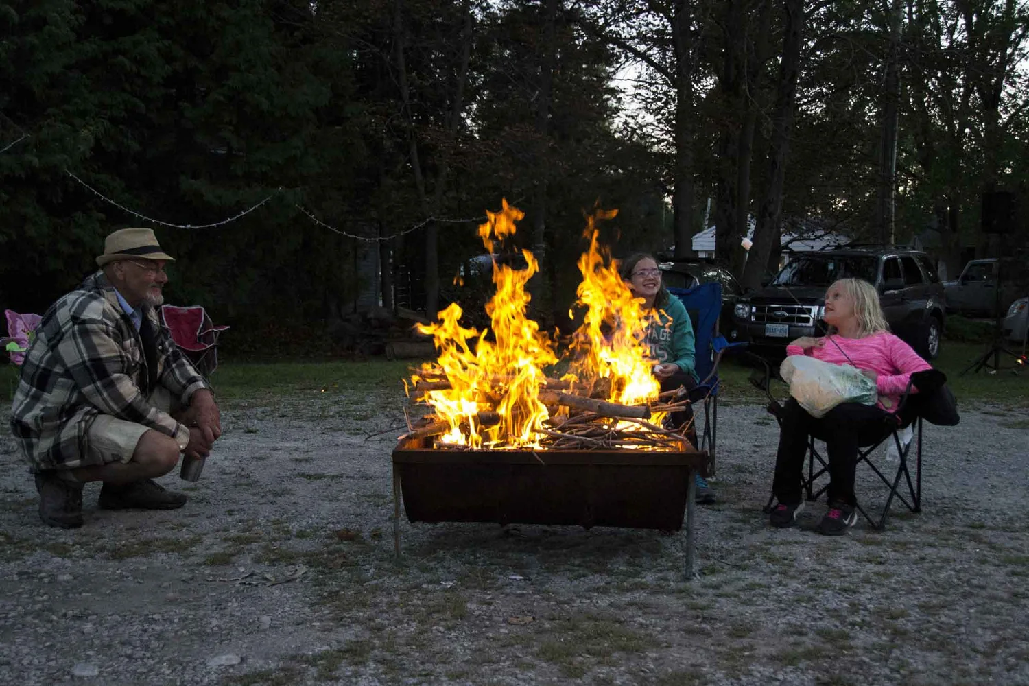 Weekly bonfires at Cooks Bay Marina